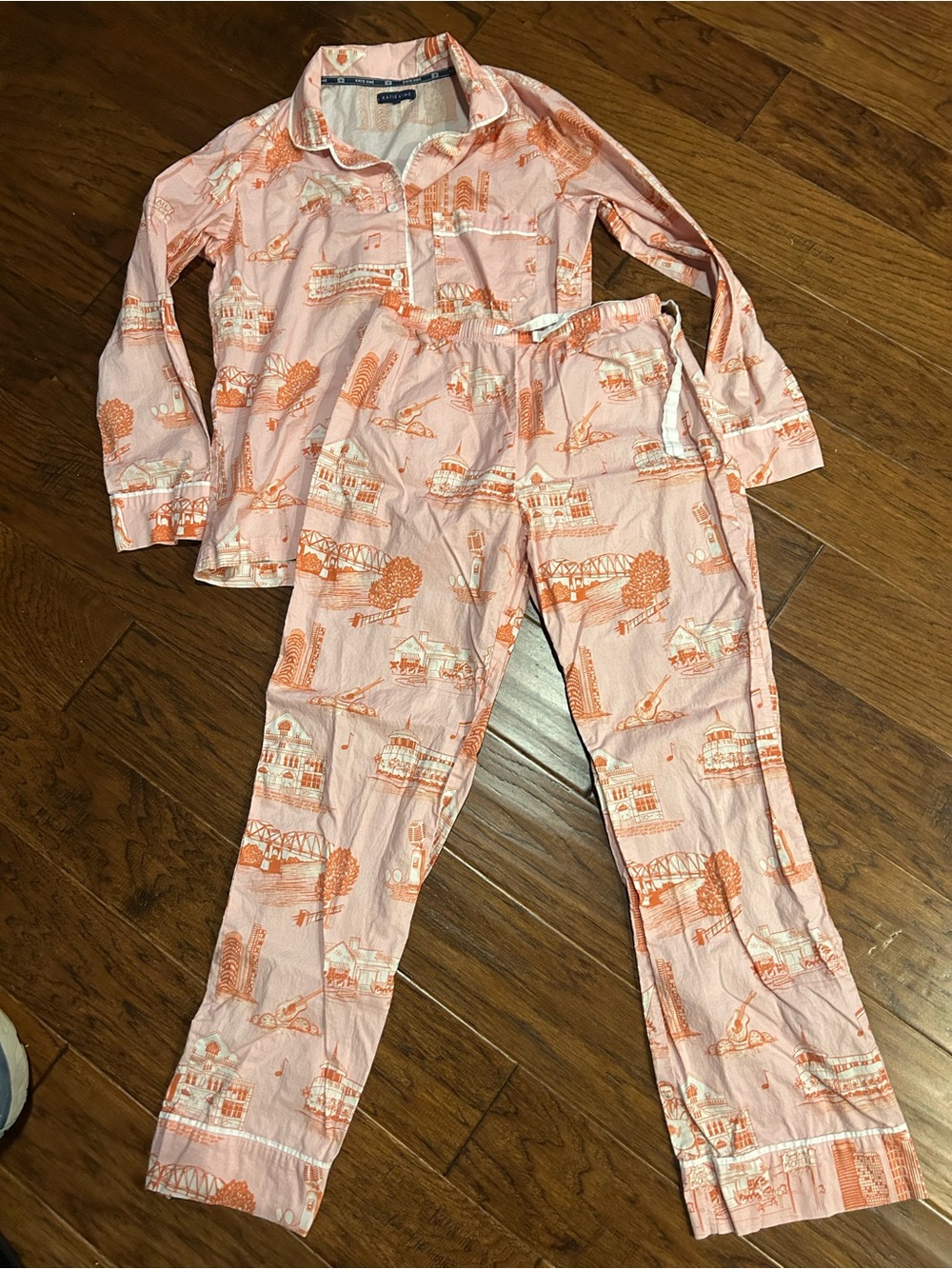 Nashville Toile Pajama Set (Pink, Orange) by Katie Kime